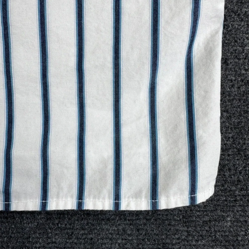 Banana Republic‎ Mens Large Short Sleeve Button Down Striped Utility Shirt White